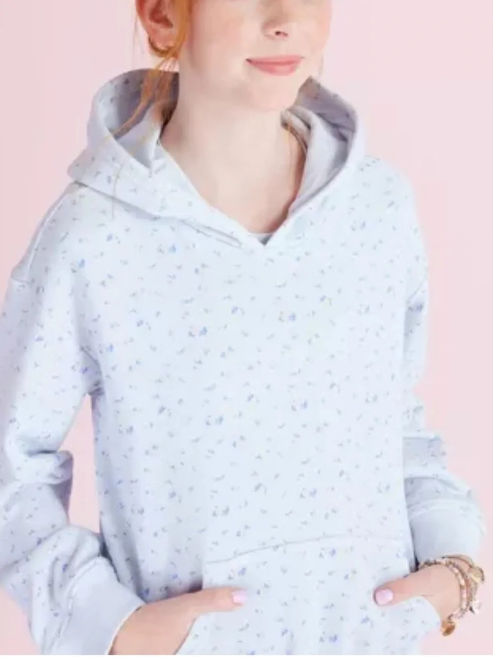 New - LoveShackFancy x Target Blue French Terry Hooded Sweatshirt Girls XL